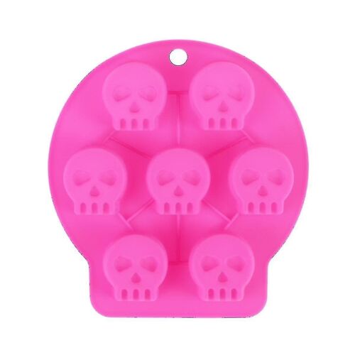 Bac À Glaçons En Forme De Tête De Mort ¿ Moule En Silicone Rose Pour Glaçons Amusants ¿ 7 Cavités Pour Boissons Et Pâtisseries