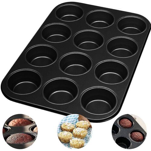 Moule À Muffins Antiadhésif 12 Tasses, Acier Au Carbone Avec Revêtement En Téflon, Allant Au Four Jusqu'à 450 °F, 35,5 X 27 X 3 Cm
