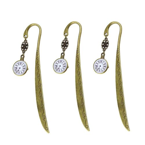 Marque-Page Vintage En Métal ¿ Pendentif En Forme D'horloge En Alliage Doré Pour La Lecture, Le Scrapbooking Et Les Cadeaux