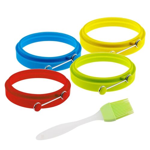 Lot De 4 Moules À ?ufs Ronds En Silicone ¿ Antiadhésifs, Réutilisables, Sans Bpa, Parfaits Pour Les ?ufs, Les Crêpes Et Plus Encore