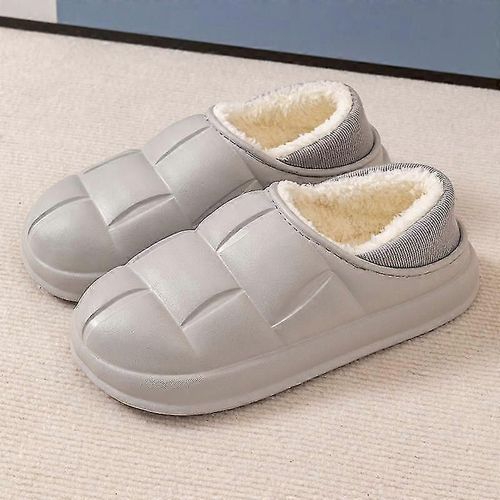 Chaussures Nouvelle Pantoufles En Peluche Pour Pain D'hiver Chaudpaisse Platesforme Pantoufles Imperméables De Maison D'extérieur Dsgreysadultes44s45 104s106 Poucessunisexe