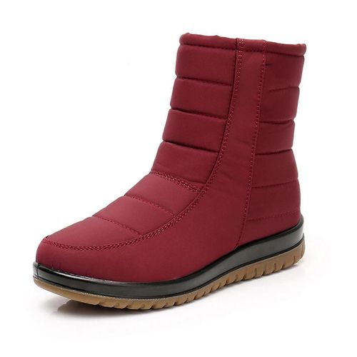 Bottes De Neige Pour Femmes Avec Fermeture À Glissière Peluches Intérieures Chaudes Bottes À Fermeture Éclair Confortables Cadeau Pour Les Journées Froides D'hiver-Rouge-Adulte-36-Mâle
