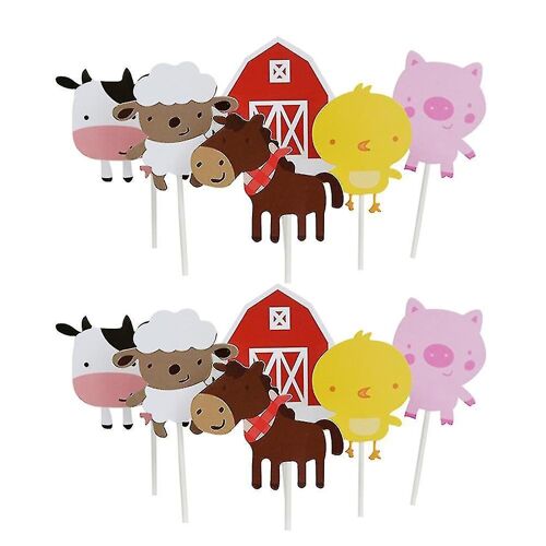 12 Décorations De Gâteaux En Forme D'animaux De Dessin Animé Pour Anniversaires Et Fêtes - Décorations En Papier De Qualité Alimentaire