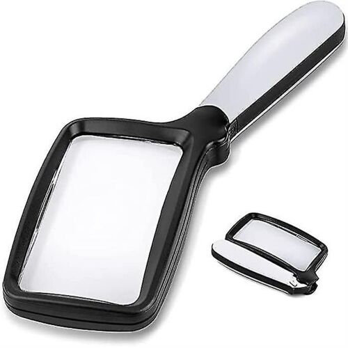 Loupe Portative Pliable Avec Éclairage ¿ Lentille Rectangulaire 3x Pour Une Lecture Facile Et Éclairage Led À Intensité Variable