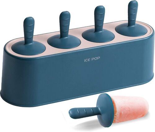 Moule À Glaces En Silicone Antiadhésif Pour 4 Saveurs Avec Bac D'égouttage Et Bâtonnets Réutilisables, Lavable Au Lave-Vaisselle