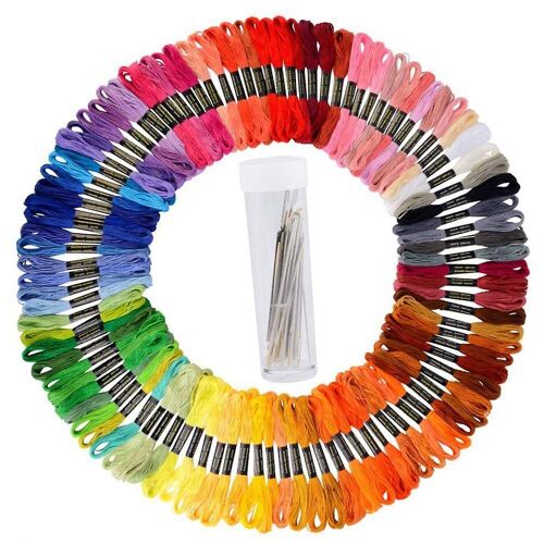 Lot De 100 Écheveaux De Fil À Broder En Coton ¿ 100 Couleurs Uniques Pour Travaux Manuels, Broderie Et Bricolage