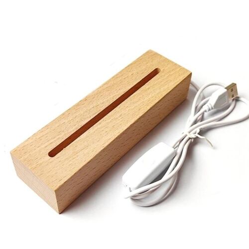 Led Lumière En Bois Massif Base Lumineuse Pour Résine Art Acrylique Gl Lumières Rectangulaires 18cm Lumière Chaude
