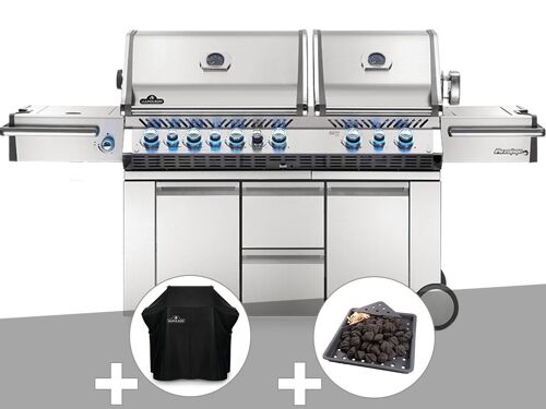 Barbecue à gaz Napoleon Prestige Pro 825 + Housse de protection + Plateau charbon
