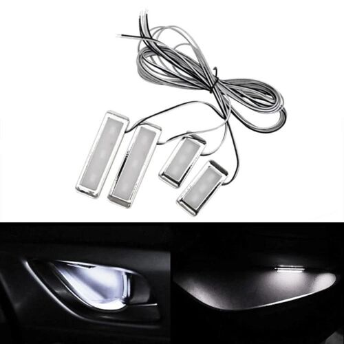 Lampes Universelles De Poignée Intérieure Led De Voiture-4 Lampes D'ambiance Blanches,Câble De 75cm,Lumière Blanche Dc12v