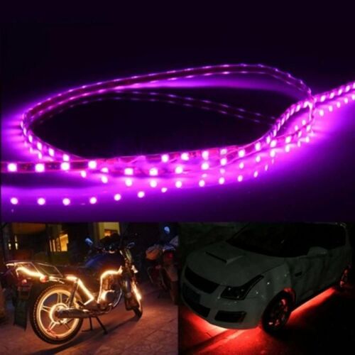 Bande Lumineuse Led Voiture-5 Pcs 45 Smd Étanche Rose,90cm,Dc 12v Lumière Rose