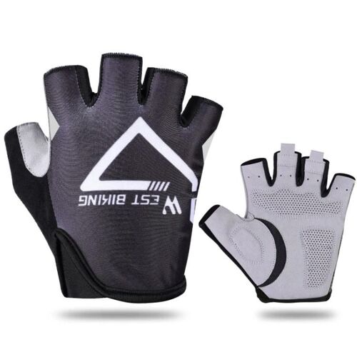 Gants De Cyclisme Half Finger-Gants D'équitation D'été Respirants,Taille L (Rouge/Noir) Noir
