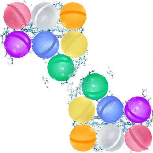 Ensemble De 14 Balles De Silicone Pour Pistolets A Eau, Pack De Balles Colorees.