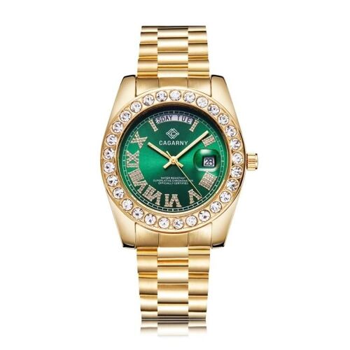 Montre À Quartz Pour Homme-Cadran En Chiffres Romains Incrusté De Diamants,Cagarny