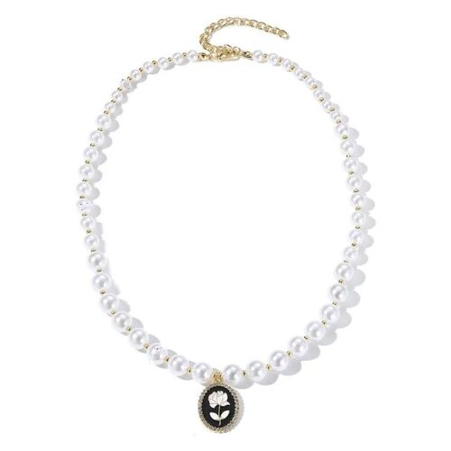 Collier Fleur Ovale-Chaîne De Clavicule De Tempérament Blanc Par