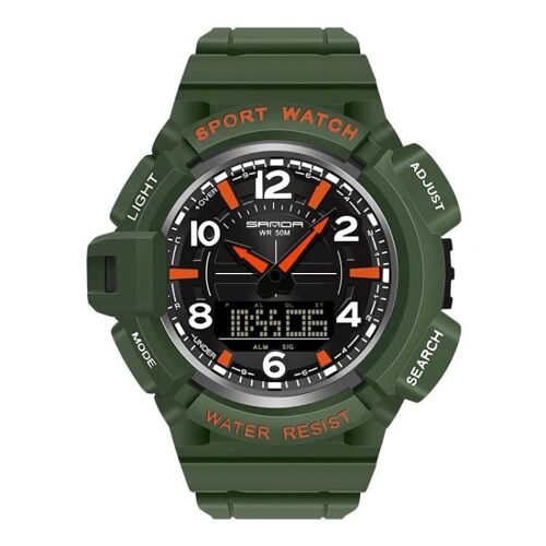 Réveil Lumineux Double Fuseau Horaire-Sanda 3101 Montre Électronique Pour Homme