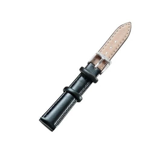 Bracelet De Montre En Cuir-14mm Noir Avec Boucle Argentée-Cagarny Noir
