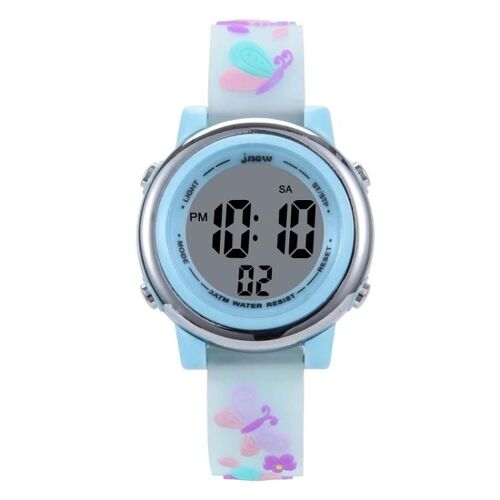 Montre De Sport 3d Papillon Led-Étanche,Multifonction,Bleu-Bleu