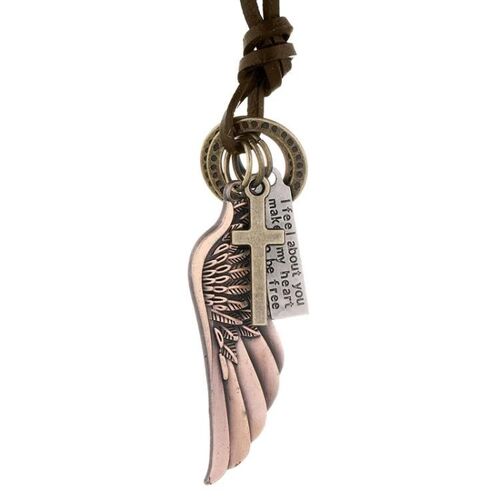 Pendentif Ailes D'ange Personnalisé Réglable Simple Sautoir Bronze Rouge