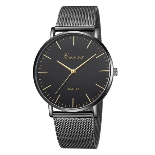 Montre À Quartz Geneva-Bracelet En Acier Inoxydable Pour Hommes Et Femmes