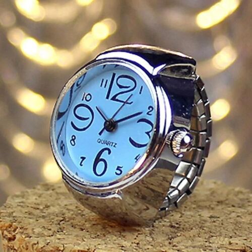 Montre Analogique À Quartz-2pcs L04 Cadran,Design D'anneau En Acier Créatif,Bleu Bleu