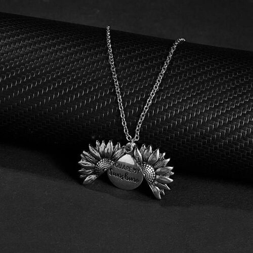 Hip Hop Sunflower Necklace Set-2 Pcs Acier Titane Pour Hommes & Femmes-Argent