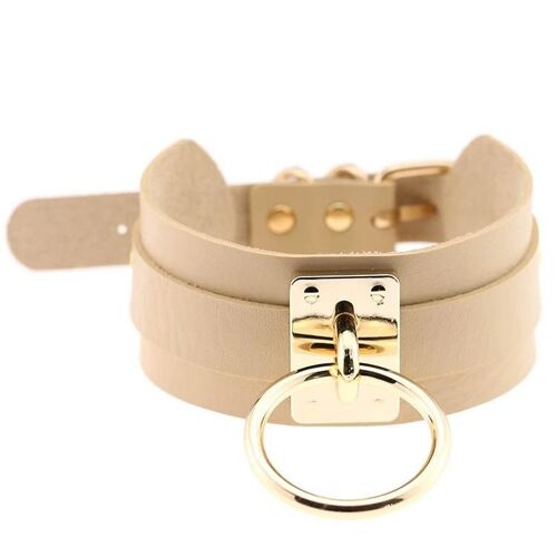 Collier Ras De Cou En Cuir Pu-Joint Torique En Or,Style Harajuku Large,Kaki Kaki