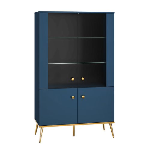 Vaissellier 4 Portes Mélaminé Bleu