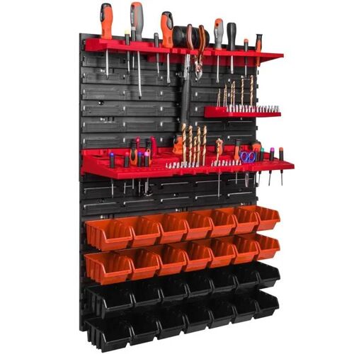 Panneau mural pour outils 58 x 78 cm avec 28 pcs Boîte Orange et Noire plastique V5