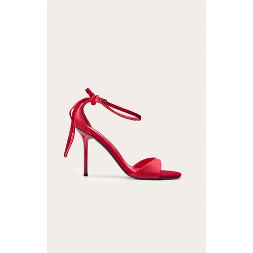Sandales En Velours Rouge Bout Rond Avec N?ud Rouge