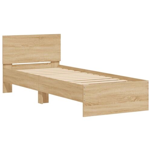 Cadre de lit avec tête de lit 90x190 cm chêne sonoma bois contreplaqué