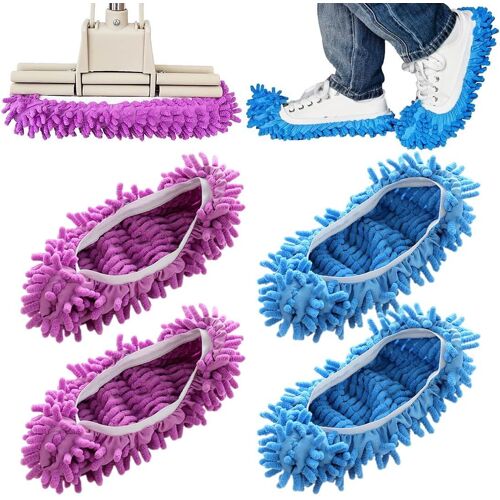 2 Paires Serpillères s en microfibre, serpillères amovibles et lavables