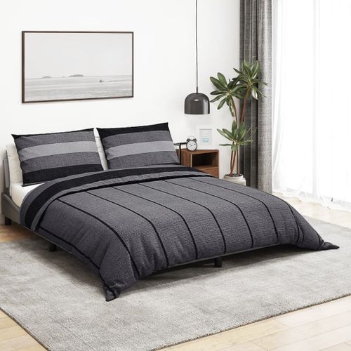 Vidaxl Ensemble De Housse De Couette Gris Foncé 200x200 Cm Coton