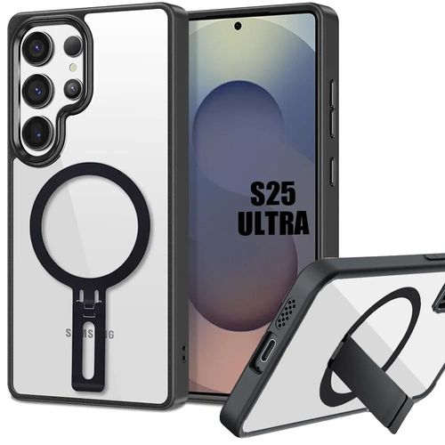 Coque pour Samsung Galaxy S25 Ultra, Protection Hybride avec Support Magnétique Réglable Noir - E.F.Connection