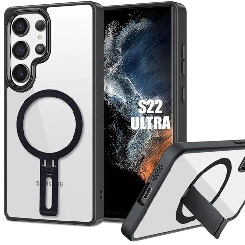 Coque Pour Samsung Galaxy S22 Ultra - Protection Hybride Anti-Rayures Avec Support Magnétique Réglable Noir - E.F.Connection