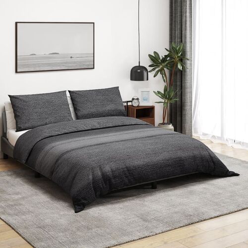 Vidaxl Ensemble De Housse De Couette Gris Foncé 200x200 Cm Coton
