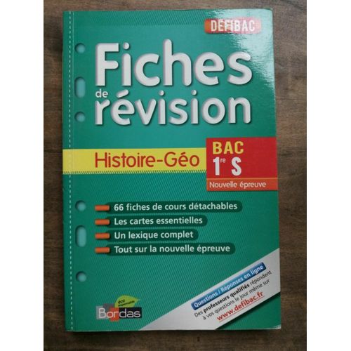 Fiches Révision Histoire Géo Bac 1re S Nouvelle Épreuve Bordas