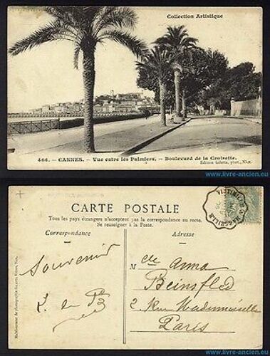 Cpa 06 Cannes Avec Càd Ambulant Vintimille A Marseille De 1905 Poste Ambulante