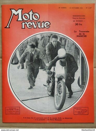 Moto Revue N 1107 La Traversée De La Manche 25 Octobre 1952