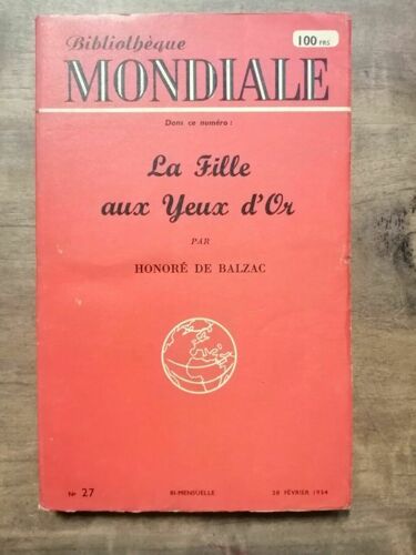 Bibliothèque Mondiale Nº 27 La Fille Aux Yeux D'or 1954