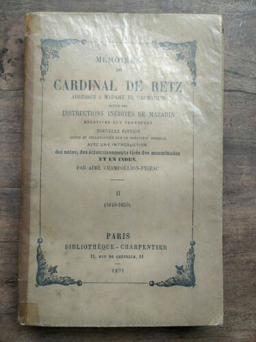 Champollion Figeac Mémoires Du Cardinal De Tome 2 Et 3 Charpentier
