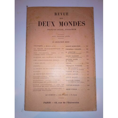 Revue Des Deux Mondes 15 Janvier 1933