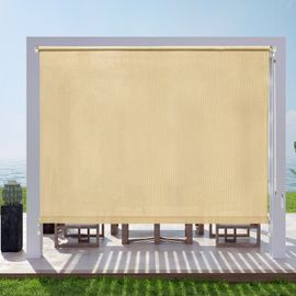 Store Enrouleur Extérieur 120x240cm en HDPE, Bloque 90% des UV, Protection Solaire et Vent, Intimité Renforcée pour Terrasse, Balcon, Jardin