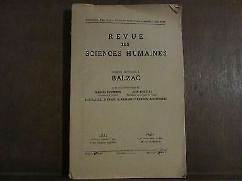 Revue Des Sciences Humaines Numéro Consacré A Balzac