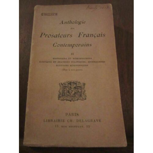 Anthologie Des Prosateurs Français Contemporains Ii