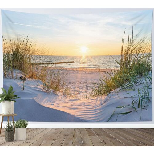 Kalanka-Tapisserie Murale Nature Tenture Murale Coucher De Soleil Sur La Mer Couverture Murales Paysage D'été Tapisseries Decoration Murales Pour Maison Salon Chambre Dortoir,150x100cm