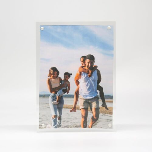 Cadre photo en acrylique 5X7 - Cadre photo magnétique multi-usage effet verre parfait pour afficher sur votre bureau ou se tenir sur votre buffet ou reposer sur une étagère murale