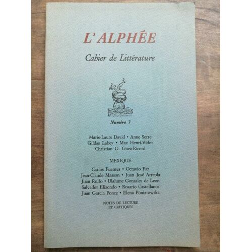 L'alphée Cahier De Littérature Numéro 7