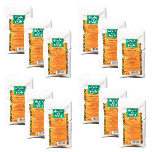 Lot 12x Semoule Extra Fine - Grain De Frais - Paquet 1kg