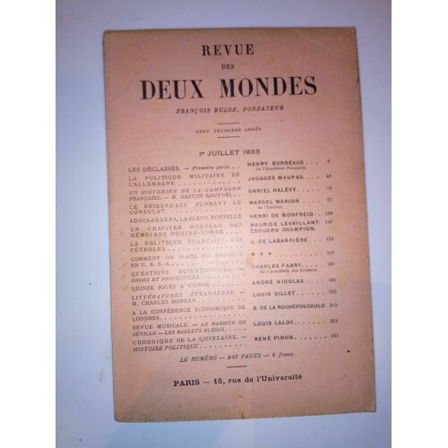 Revue Des Deux Mondes 1 Juillet 1933