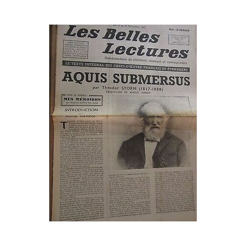 Les Belles Lectures N86 Du 12 Au 18 Novembre 1947theodor Storm Aquis Submersus